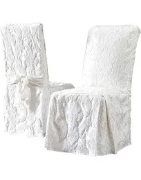 Sure Fit Matelasse Damask Long Dining Room Chair Slipcover