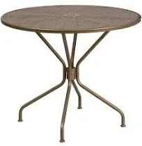 35.25&#039;&#039; Round Indoor-Outdoor Restaurant Patio Table in Light Gray Steel Metal  