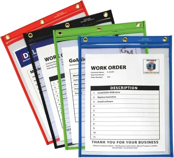 C-Line® Heavy-Duty Super Heavyweight Plus Stitched Shop Ticket Holders, Asst, 9x12, 20/BX (CLI50920)