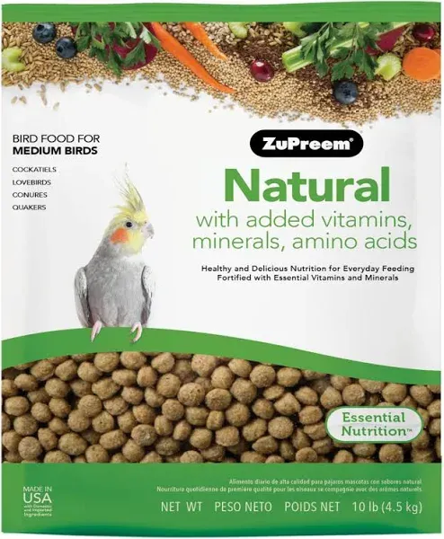 ZuPreem Natural Pellets Bird Food for Medium Birds, 2.5 lb (Pack of 1) - Daily N