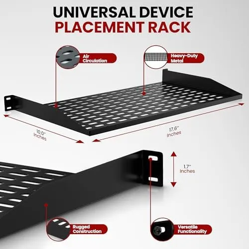 Pyle PLRSTN14U 1U Server Rack Shelf Universal Device Mounting Tray