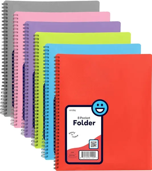 Poly 8 Pocket Organizer File Folder Letter Legal Document Organizer Perfect for Office, College, School and More (Pack of 6) - by Emraw