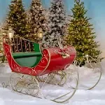 Zaer Ltd. Life-Size Metal Outdoor Victorian Christmas Santa Sleigh, Commercial Christmas Decoration (Red, Green, and Gold)