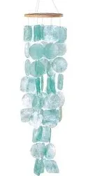 Wind Chimes for outside – Turquoise Capiz Shells Wind Chime Garden Decorations O