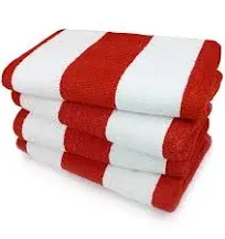 Kaufman - Soft Oversized Beach Towels | 30" x 70" Terry Cabana Striped Beach Towels | Absorbent, Quick-Drying | 100% Cotton Thick Beach Towels (4 Pack)