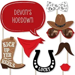 Big Dot of Happiness Western Hoedown - Wild West Cowboy Party Photo Booth Props Kit - 20 Count