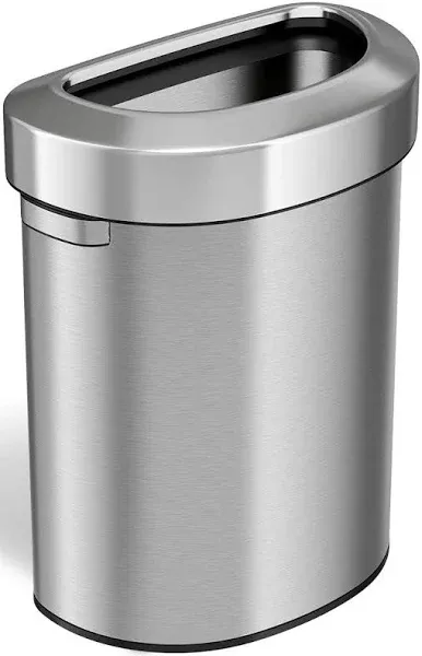 iTouchless 23 Gallon Semi-Round Stainless Steel Open Top Trash Can and Recycle Bin, 87 Liter, Slim and Space-Saving Design for Home, Office, Kitchen