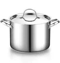 18/10 Stainless Steel Stockpot 8-Quart, Classic Deep Cooking Pot Canning Cookwa