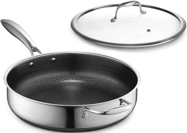 HexClad 5.5QT Hybrid Deep Sauté Pan with Lid