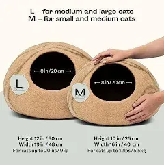 Premium Felt Cat Bed Cave - Handmade 100% Merino Wool Bed for Cats and Kittens (