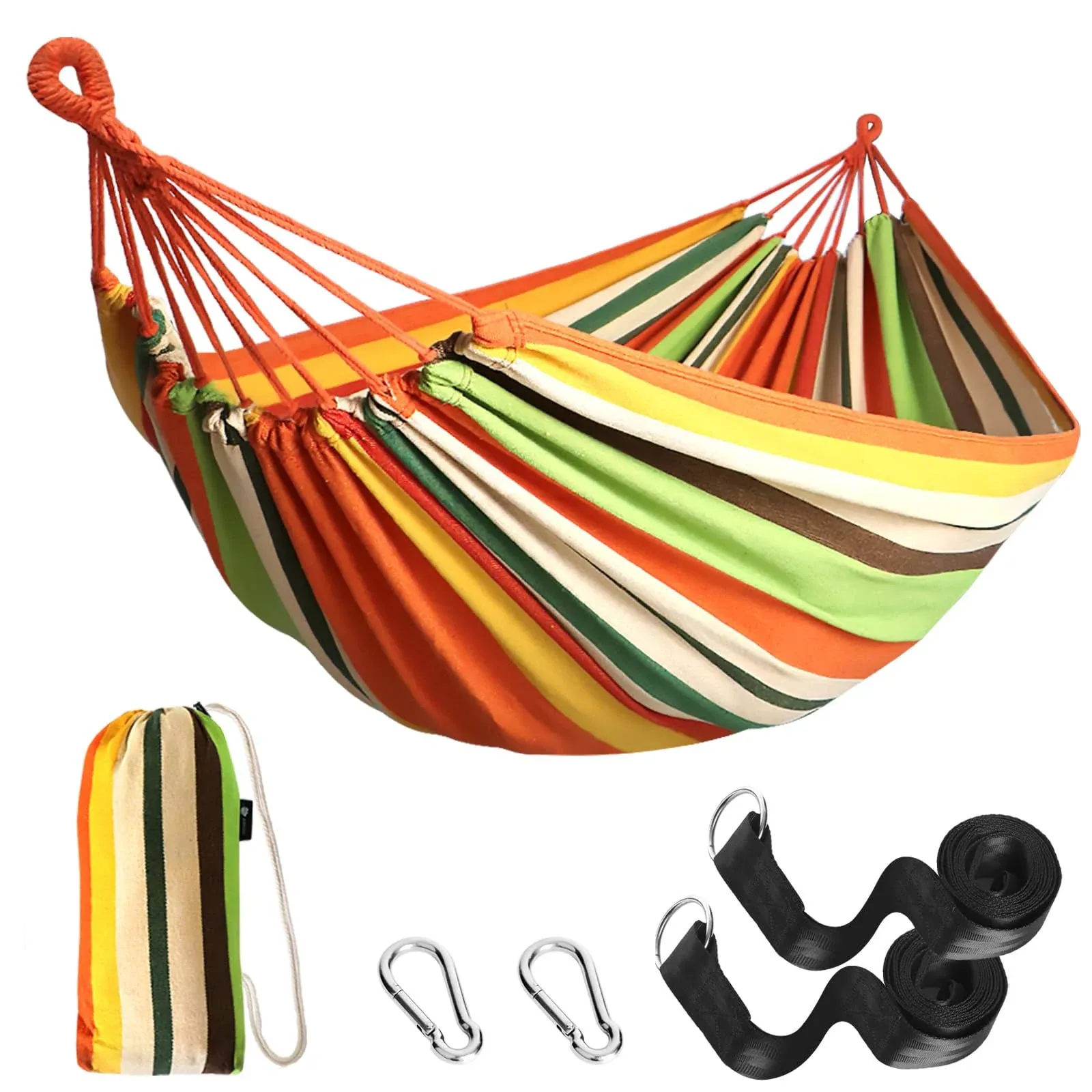 Anyoo Garden Cotton Hammock Comfortable Fabric Hammock with Tree Straps for Hanging Sturdy Hammock Up to 660lbs Portable Hammock