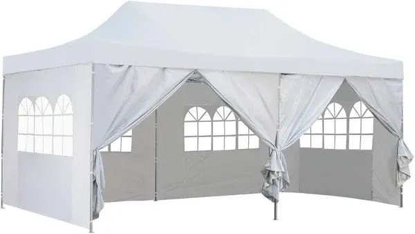 outdoor basic 10x20 Ft Pop up Canopy Party Wedding Gazebo Tent Shelter with Removable Side Walls White For Hiking