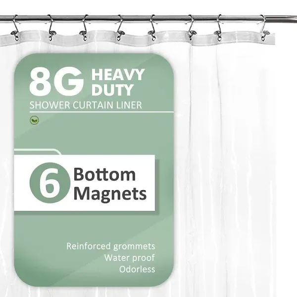 60 x 72 Inches Shower Curtain Liner with 6 Weighted Magnets, Heavy Duty PEVA,...