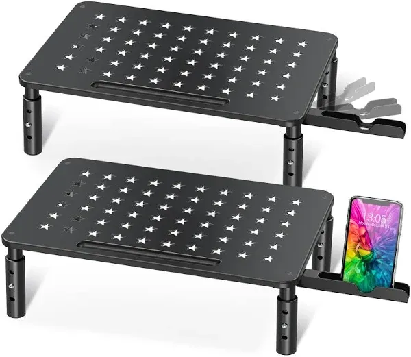 2 Pack Monitor Stand , 3 Height Adjustable Stand with Unique Star Mesh for Compu