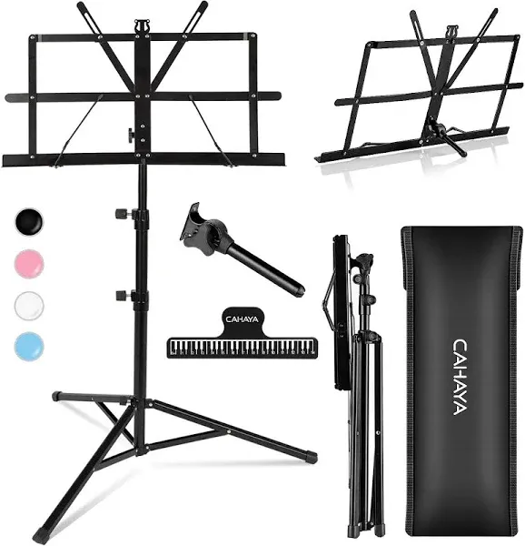 2 in 1 Dual Use Extra Stable Reinforced Folding Sheet Music Stand &amp; Desktop B...