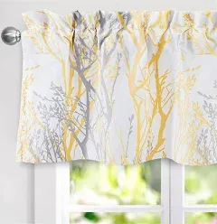 Driftaway Tree Branch Abstract Ink Printing Lined Thermal Insulated Window Curtain Valance Rod Pocket 52 Inch Plus 2 Inch Header