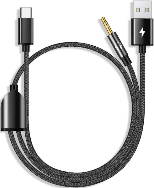 USB C to 3.5mm Aux Cable, 2 in 1 USB C to 3.5mm Car Stereo Aux Headphone Jack Cable with USB C Charging Compatible with Samsung Galaxy S23S22 Ultras