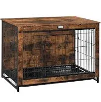 HOOBRO Dog Crate Furniture, Large Dog Kennel Indoor, 38.6" Wooden Pet Furniture with Pull-Out Tray, Double Door Modern Side End Table for