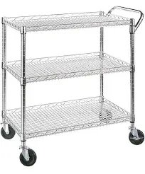 Heavy Duty 3 Tier Rolling Utility Cart Kitchen Cart On Wheels Metal Serving Cart