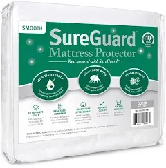 SureGuard Queen Size Mattress Protector - 100% Waterproof, Hypoallergenic - P...