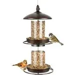 Backyard Expressions 2-Tier Bird Feeder with Sure-Lock Cap and Hanging Hook, Wild Bird Feeders - 4.5 lb Seed Capacity, 914871