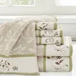 Madison Park Embroidered Cotton Jacquard 6 Piece Towel Set - Green