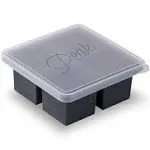 W&P Cup Cubes Silicone Freezer Tray with Lid, Charcoal, Makes 4 Perfect 1-Cup Portions, Freeze & Store Soup, Broth, Sauce, Leftovers, Dishwasher Safe, 4-Cup