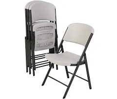 Lifetime Putty Metal Outdoor Safe Folding Chair Lightweight Plastic (Set of 4)