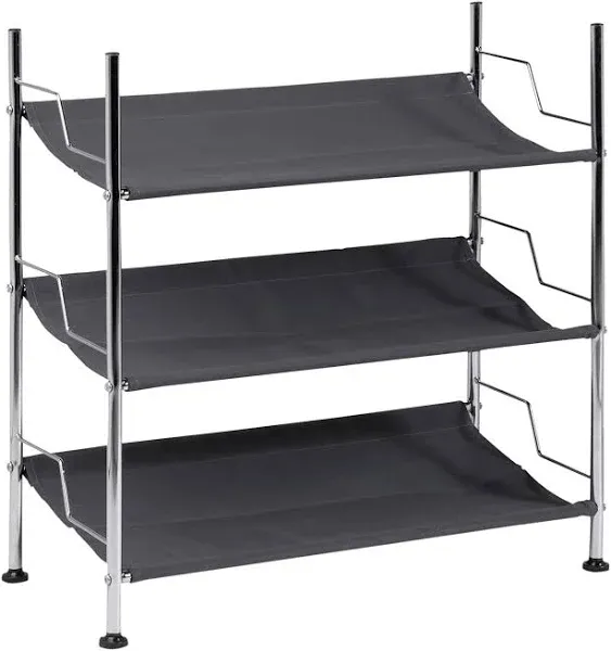 Honey-Can-Do 3-Shelf Chrome Frame Canvas Shoe Rack