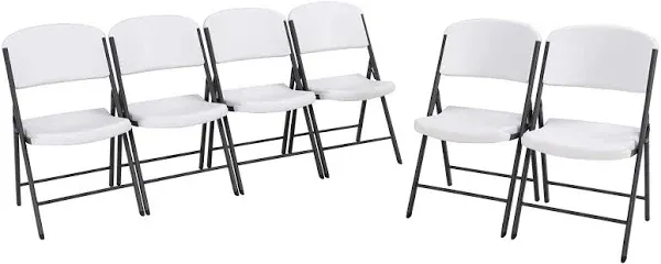 LIFETIME Commercial Grade Folding Chairs, 6 Pack, White Granite