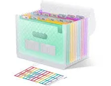 ThinkTex Accordian File Organizer 12 Pockets Expanding File Folders Portable Monthly Bill Receipt Organizer