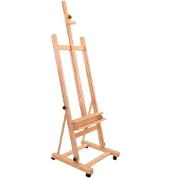 U.S. Art Supply Medium Wooden H-Frame Studio Easel with Artist Storage