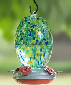 Muse Garden Hummingbird Feeders for Outdoors Hanging, Blown Glass Feeder - Gifts for Mom, Garden Backyard Decor, Unique Idea Women Mothers Day, 27OZ, Starry Night.