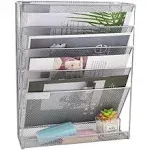 Desk File Organizer Mesh 5-Tier Hanging Wall Mount Document Organization Stan...