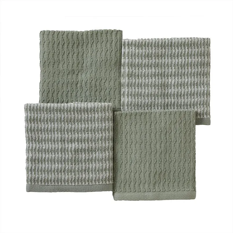 SKL Home Longborough Jacquard 4-Piece Washcloth Set, Beige Khaki