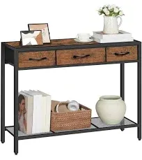 Console Table with Drawer, Industrial Entryway Table with Storage, Narrow Sofa Foyer Table for Living Room, Entrance, Hallway, Couch, Corridor, Rustic Brown and Black CTHR23301