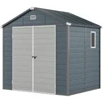 YITAHOME 8x6.2FT Outdoor Resin Storage Shed w/o Floor, All-Weather Plastic Shed with Lockable Doors, Window & Vents, Plastic Tool Shed for Backyard, Patio, Poolside, Lawn, Dark Gray