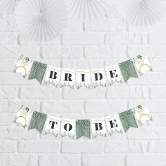 Big Dot of Happiness Boho Botanical Bride - Greenery Bridal Shower and Wedding Party Mini Pennant Banner - Bride To Be