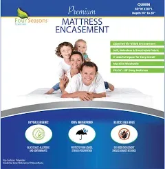 Queen Mattress Protector Bedbug Waterproof Zippered Cover - Deep Pocket Fits up 