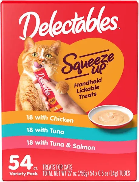 Hartz Delectables Squeeze Up Lickable Wet Cat Treat Flavor Variety Pack 0.5oz