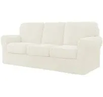 CHUN YI 7 Piece Stretch Sofa Cover, 3 Seater Couch Slipcover w/ Three Backrests