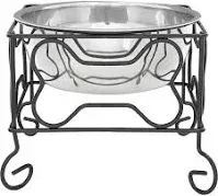 Wrought Iron Stand with Single Stainless Steel Feeder Bowl, Medium