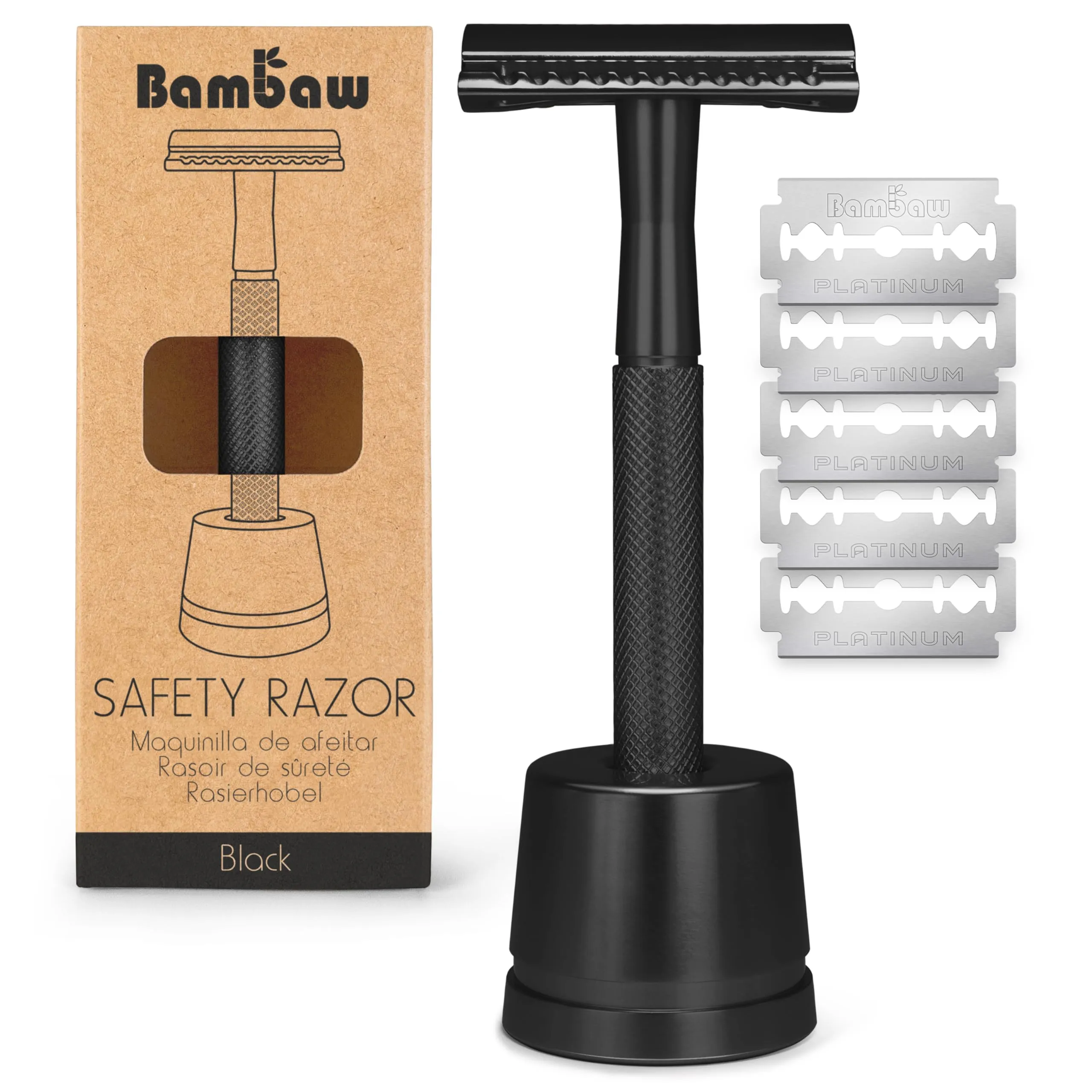 Bambaw Safety Razor with Stand - Black