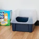 Navy High Sided Cat Litter Box with Open Top and Scoop free shipping USA