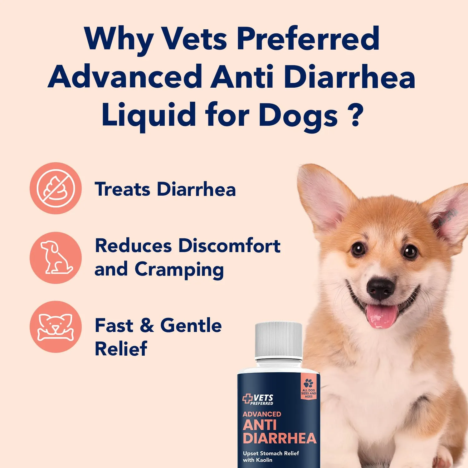 Vets Preferred anti Diarrhea Liquid for Dogs - Dog Diarrhea Relief 