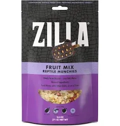 Zilla Reptile Food Munchies Fruit Mix for Pet Iguanas  Skinks  Tegus  Box Turtles  Tortoises & Hermit Crabs  2.5 Ounce