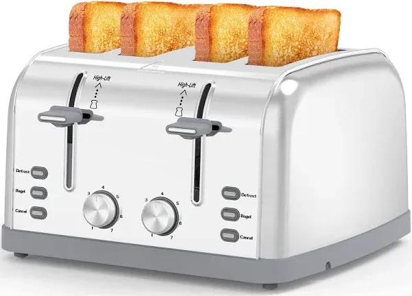 4 Slice Retro Stainless Steel Toaster