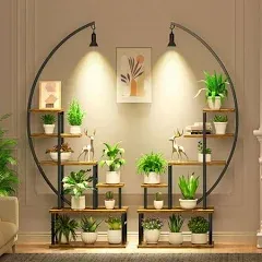 GarveeLife 6 Tiered Plant Shelf with Grow Light and Wheels