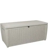 Keter Outdoor Storage White Large Resin Deck Box For Patio Garden Furniture