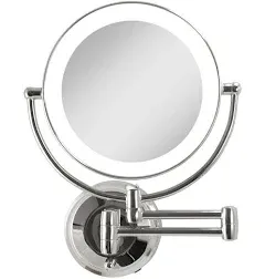 Zadro 11" LED Wall Mounted Makeup Mirror 5X/1X Shaving Mirror Cordless or Battery Operated Vanity Mirrors for Wall (Large | 5X/1X | 11" x 14.5", Chrome)